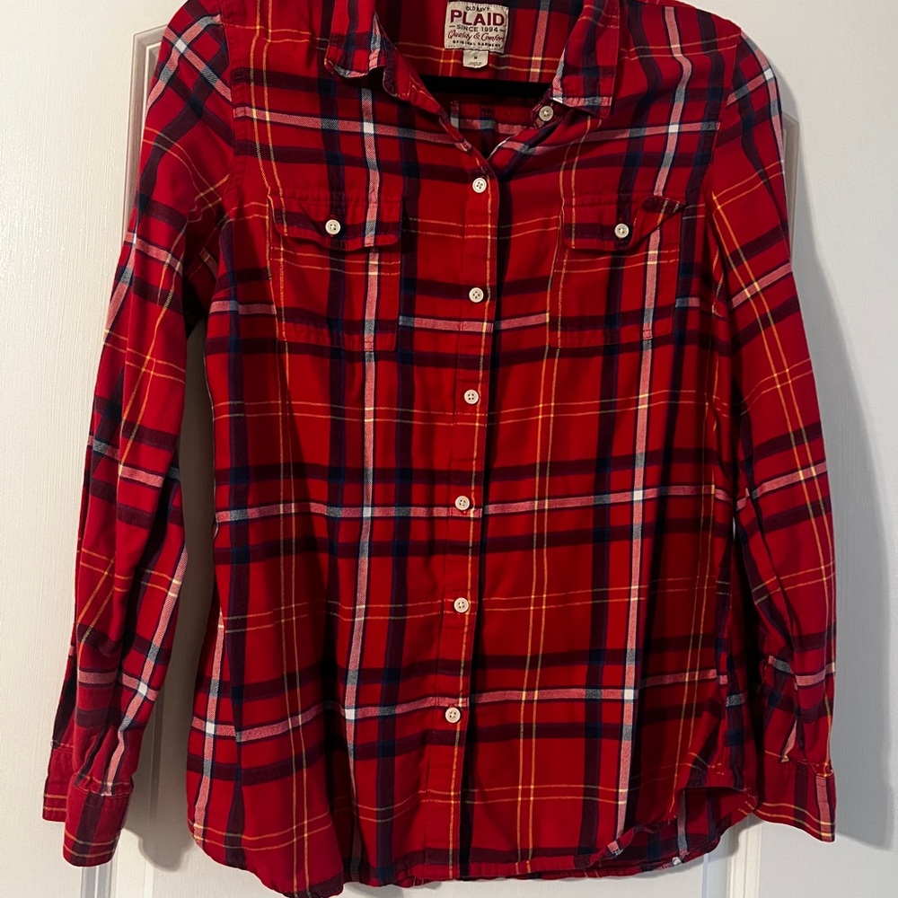 Vintage Old Navy Red Plaid Button-Up Shirt